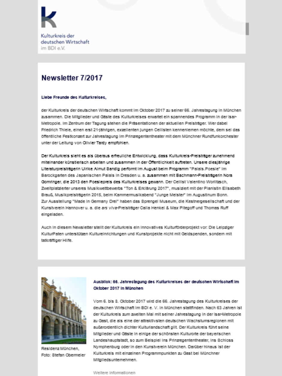 Newsletter © Kulturkreis Newsletter © Kulturkreis